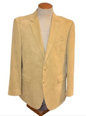 Andrew Fezza Two-Button Sport Coat Blazer Sz. 44R Fayx Suede Elevated Weekend Co